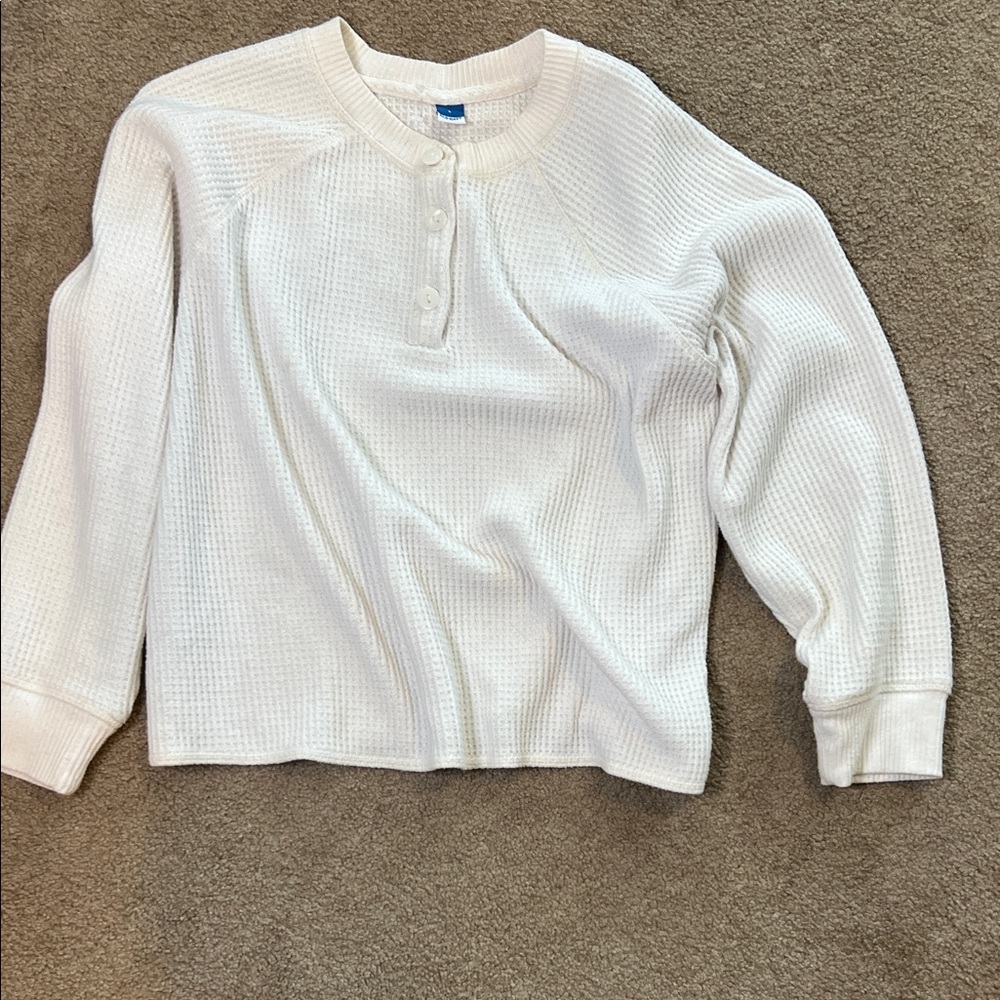 Old Navy Cream Waffle Knit Henley